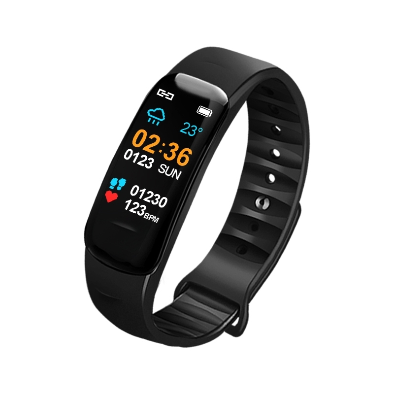 Bracelet Connecté Sport Android IOS Traqueur D’activité Podomètre Cardio Pression Étanche IP67 - Couleur Noir